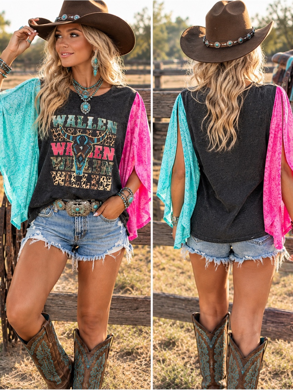 ONE-OF-A-KIND CUSTOM WESTERN MORGAN WALLEN BOHO TOP OS ✨